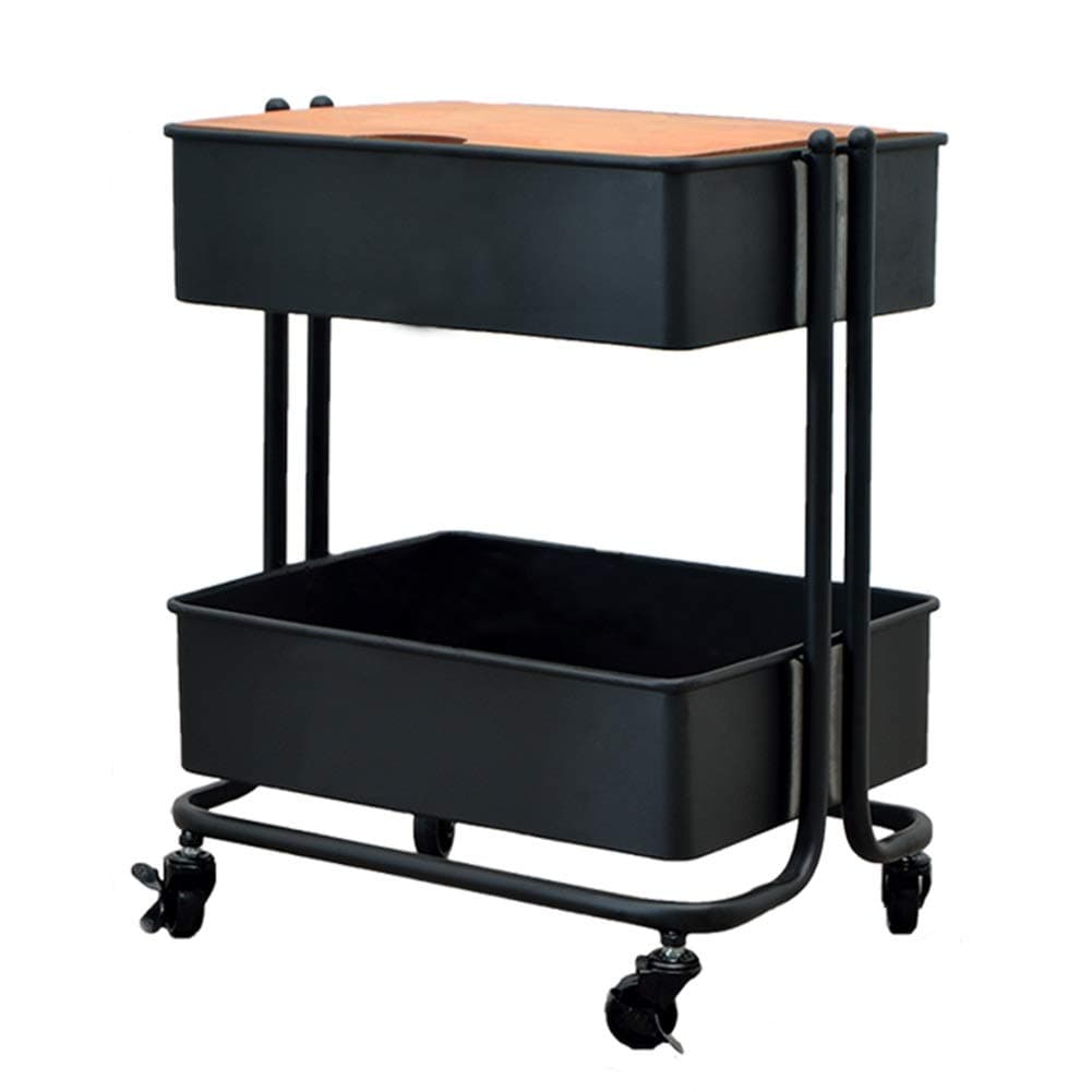 ZHAOYONGLI Tables,End Tables,Side Table Mobile Small Coffee Table Wrought Iron Sofa Table Side Bed Corner High Temperature Baking Paint Process Rust (Color : Black, Size : 453558cm)