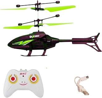 Toy Flying Helicopteer,Remote Control Helicopteer for 6 + Years Boys Indoor and Outdoor Helicopter, Palm Sensing Helicopter with led Lights (Pack of 1) (Blackgreen)