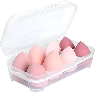 MOMENT 8-Pack Make up Sponge Set, Face Beauty Make Up Sponges Blender Makeup Eggs with Case Latex-Free Vegan Foundation Applicator Makeup Puff for Powder Cream