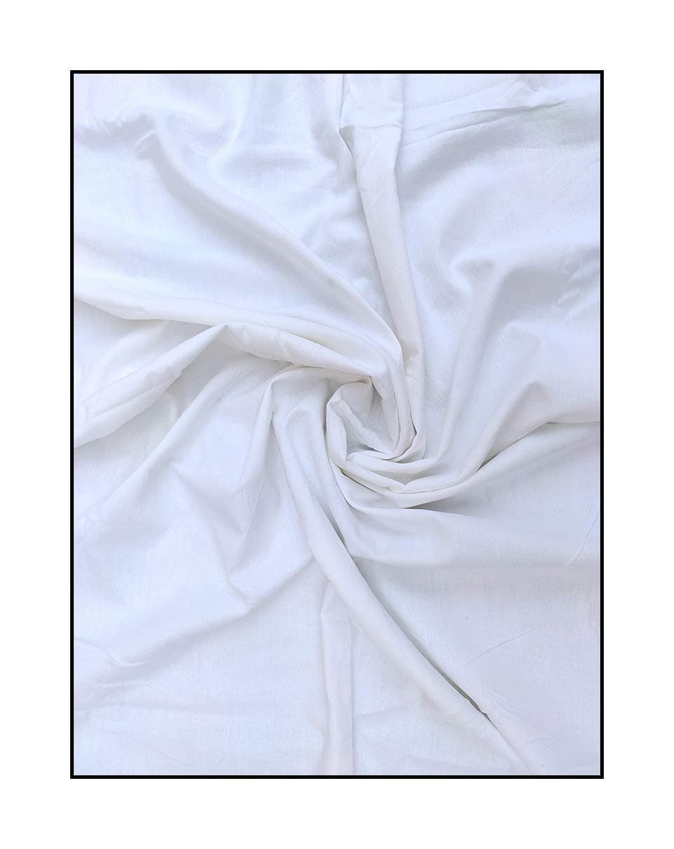 Color Nirvana Women's Pure Cotton Unstitched Plain Solid White Dress Material Fabric