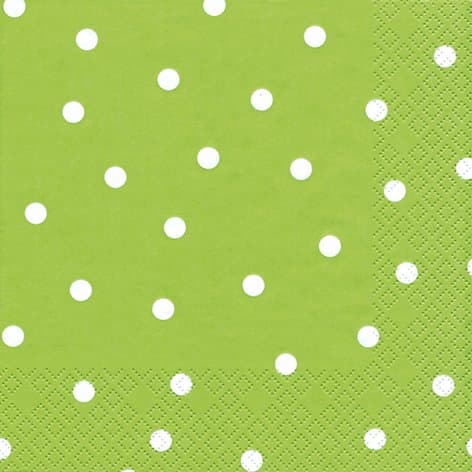 20 Napkins White Polka Dots on Green Polka Dot Pattern / Timeless / 33 x 33 CM Green