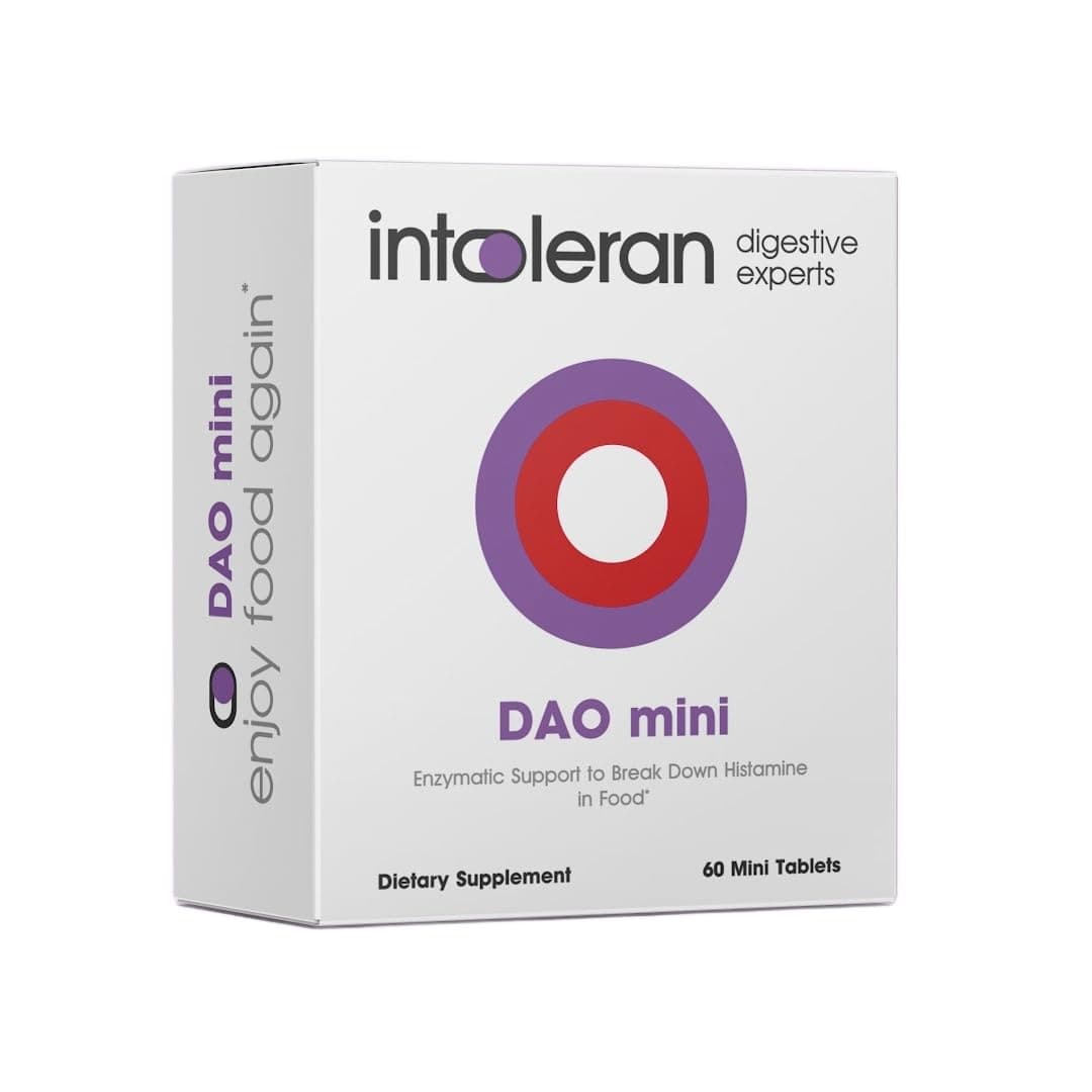 Intoleran DAO Mini Digestive Enzymes - 60 Tablets | Supplement for Histamine Intolerance & DAO Deficiency | Healthy Histamine Levels | 30,000 HDU Pure Diamine Oxidase (DAO) Enzyme | Coated