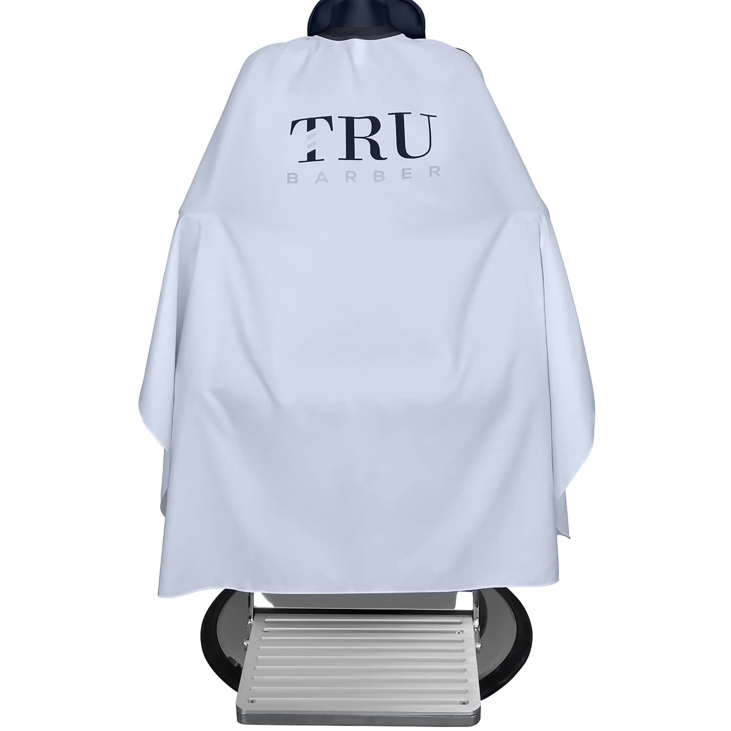 TRU BARBER Hair Salon Cutting Cape, Lightweight and Waterproof, Professional Salon Cape with Snap Closure, Barber Cape, Barbershop Cape, 50" x 58" (White)
