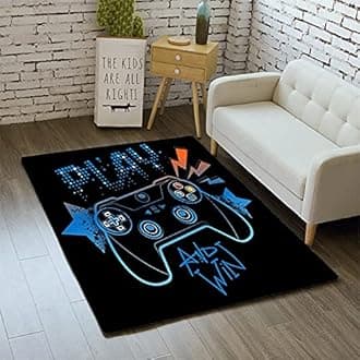 Morbuy 3D Game Print Rugs Modern Carpets Living Room Rug, Extra Large Size Soft Short Medium Pile Rugs Anti Slip Washable Floor Mats for Bedroom Kids Room Decor (blue,50x80cm)