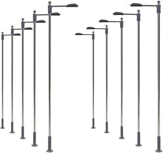 LQS10W 10pcs Model Railway Train Lamp Post Street Bright White Lights HO OO Scale LEDs New