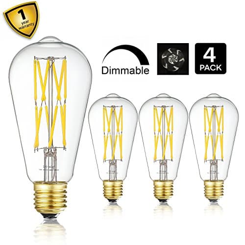 Leools LED Edison Bulb 10W Dimmable 4000K Neutral White 1200LM, 100W Equivalent E26 Medium Base, ST21(ST64) Vintage LED Filament Bulbs, 360 Degrees Beam Angle, Pack of 4