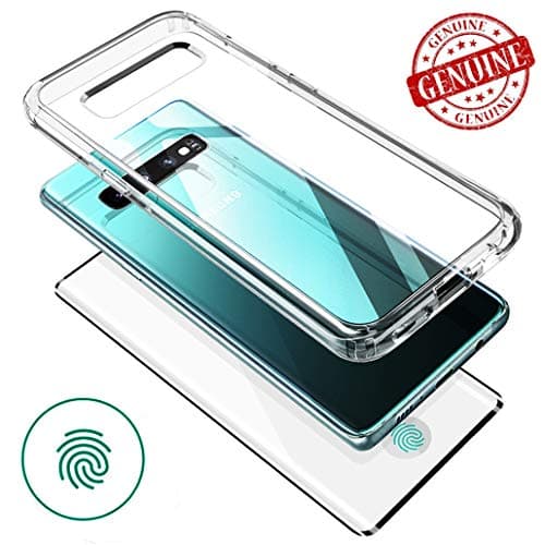 For Samsung Galaxy S10 Plus Case Clear Full Body Case Transparent Shockproof Rugged Hybrid Front Real Tempered Glass kit [VVUP] -Support Fingerprint Unlock Sensor Position-