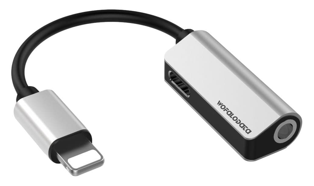 iPhone 7 Adapter 2 in 1 Lightning Splitter for Apple iPhone 7 Plus,Wofalodata 2nd Generation Lightning to Aux Audio Headphone and Charge Cable Connector Compatible for iOS 10.3 or later (Silver)