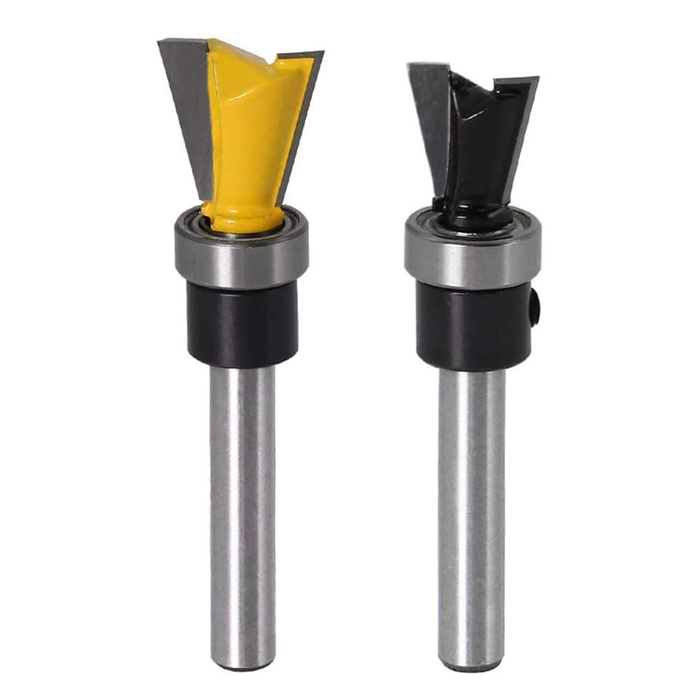 2pc 1/4 Inch Shank Dovetail Router Bit Set, Carbide Dovetail Joint Router Bit Set with Bearing |1/2 and 5/8 Inch Cutting Diameter