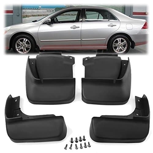 Set of 4Pcs Black ABS Plastic Splash Guards Mud Flaps Fender Fit for Honda Accord Sedan 4DR 2003-2007