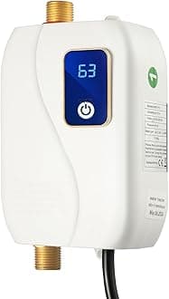 3000w Electric Tankless Water Heater, Tankless Mini Hot Water Heater with Digital Display, Under Sink On Demand Instant Heaters for Home Kitchen Bathroom (White)