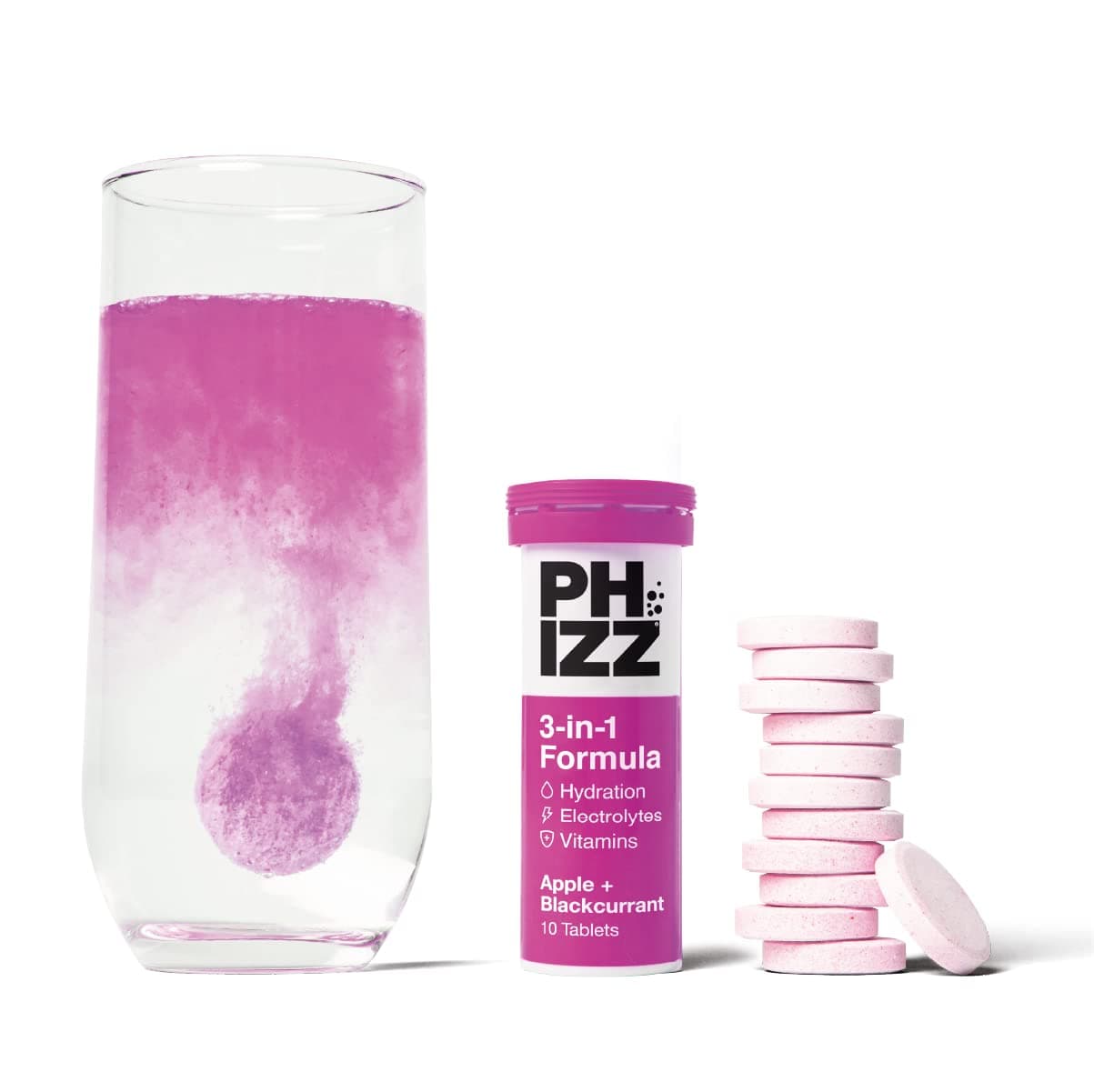 Phizz Electrolytes, Multivitamin & Hydration Effervescent 10 Tablets Travel Pack - 18 Vitamins & Minerals, Vitamin C, Add to Your Water Bottle, Vegan, Vegetarian & Low Calorie (Apple & Blackcurrant)