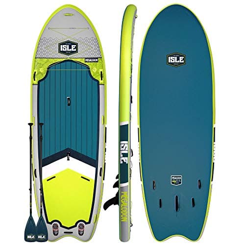 ISLE Megalodon Inflatable Stand Up Paddle Board & iSUP Bundle Accessory Pack — Up to 1,050 lbs Capacity — Durable, Lightweight with Stable Stance — 12' L x 45" W x 8" Thick OR 15' L x 56" W x 8" Thick