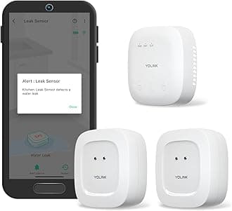 YoLink SpeakerHub & Two Water Leak Sensors Starter Kit – Plays Tones/Sounds, Spoken Messages, LoRa-Powered ¼ Mile Range