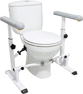 KMINA - Disabled Bathroom Bar, Toilet Support Structure, WC Armrest for Elderly, Toilet Armrests for Elderly, Handicapped Bathroom Handicap Handle, Adjustable Width and Height.