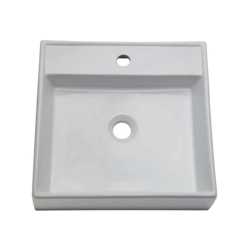 DECOLAV 1464-CWH Aurelia Classically Redefined Low Profile Square Above-Counter Lavatory Sink, White