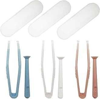 3 Packs Contact Lens Applicator Contact Lens Remover Tools and Contact Lens Tweezers Contact Lens Suction Stick Handler with Storage Case, Pink, Blue, White