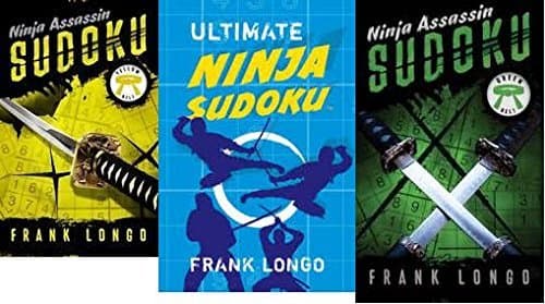 Ninja Sudoku Frank Longo Three - 4/Pack (Ultimate Ninja Assassin Sudoku Yellow Belt + Ninja Assassin Sudoku Green Belt) + Junior Sudoku