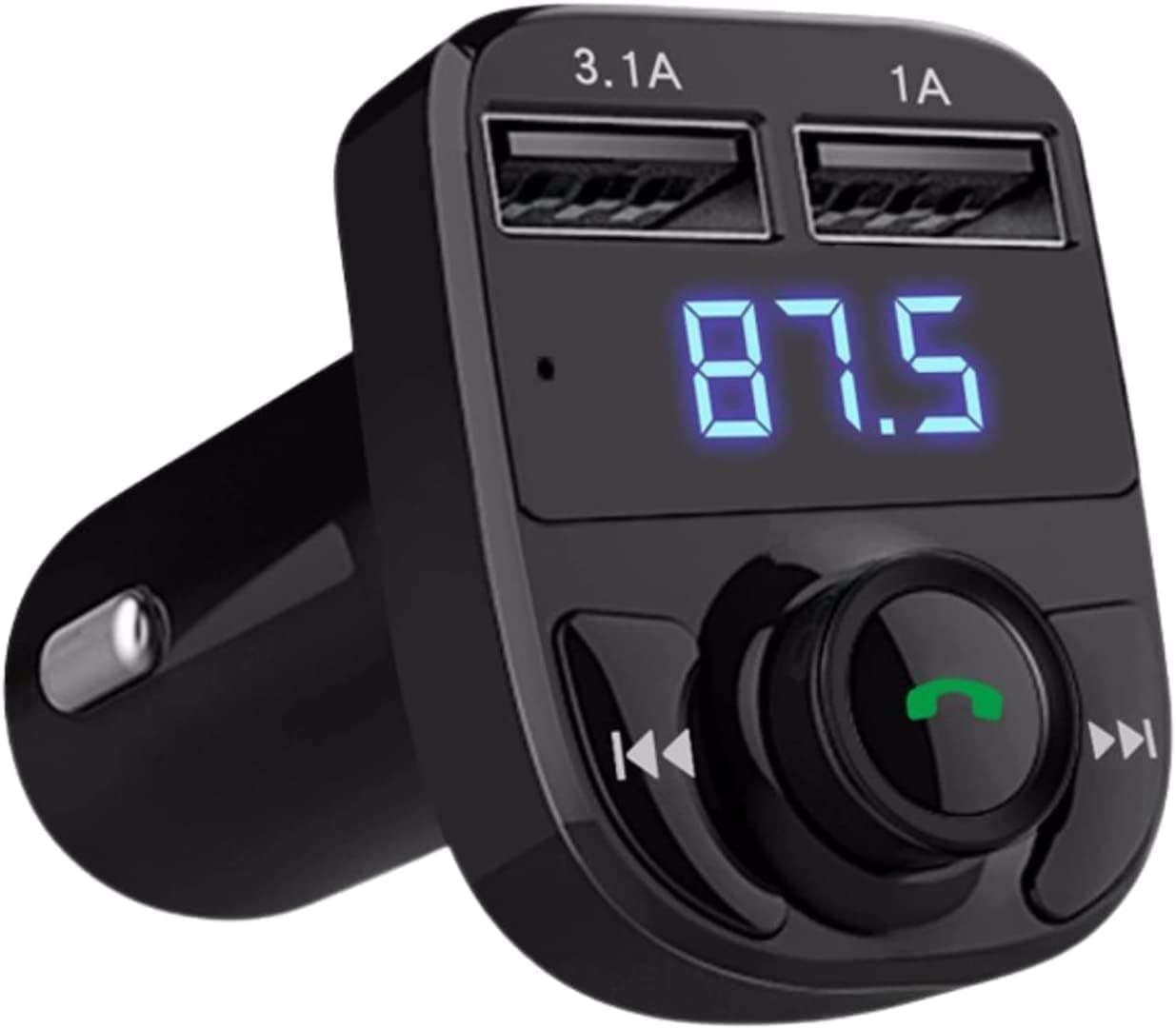 AUTO Bluetooth FM Transmitter - in-Car Radio Adapter for Hands-Free Calling, Music Streaming, Micro SD + USB Playback, 3.4A Dual USB Fast Charger - Compatible with All Smartphones
