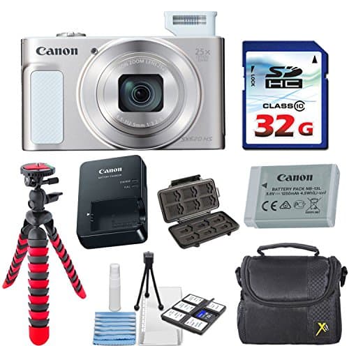 Canon PowerShot SX620 HS Digital Camera (Silver) with 32GB High Speed Memory Card + Deluxe Camera Case + Flexible Spider Tripod + Starter Kit & Deluxe Accessory Bundle