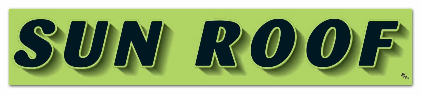 Vinyl Highlights Windshield Slogans Window Stickers (Black Text On Fluorescent Green) (14-1/2" x 2-3/4") (12 per Pack) (Sun ROOF)