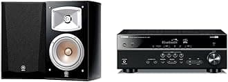 Yamaha NS-333 2-Way Bass Reflex Bookshelf Speakers & RX-V385 5.1-Channel 4K Ultra HD AV Receiver Bundle