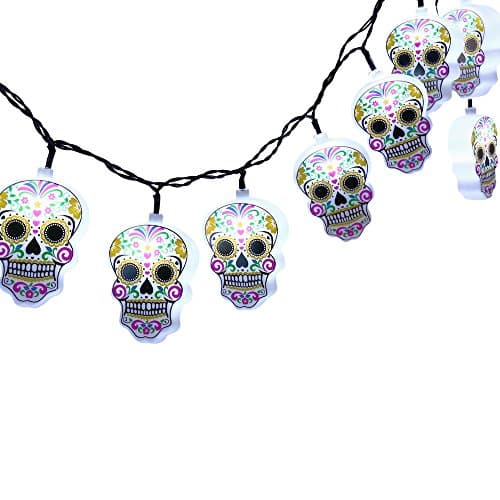 Qedertek 10 LED Battery Powered Halloween String Lights, Fairy Decorative White Crossbones Lights for Indoor and Outdoor, Patio, Party, Festival Decorations