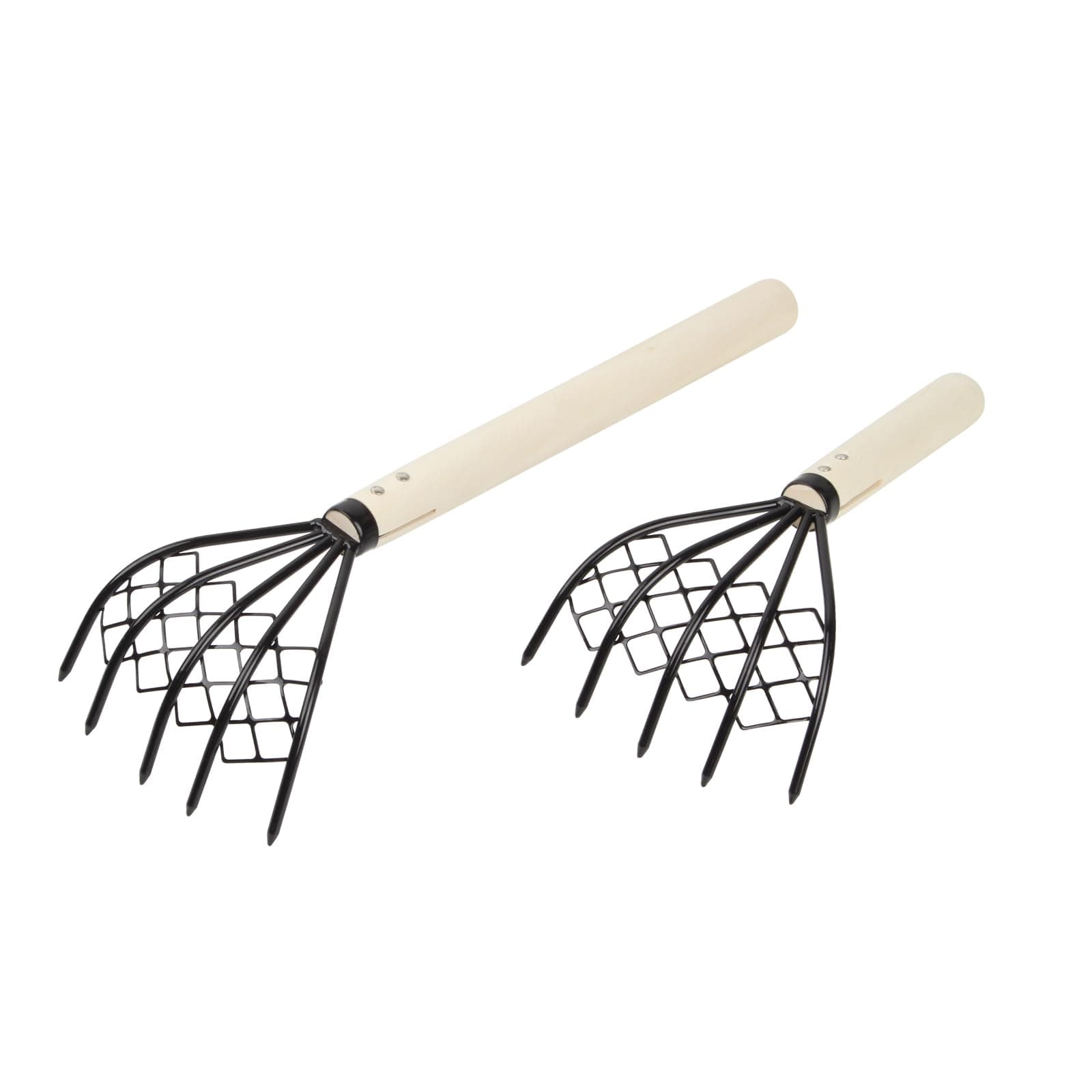 KVMORZE 2 Pcs Claw Rake Hand Rake Clamming Claws, Clam Rake with Mesh Net, Clam Scraper Tool for Beach Clam Scraper, Oyster Shell Digging Tool for Beach Gardening, Dig Seafood Accessories