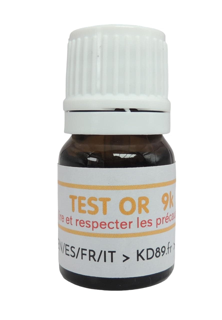 Reagent test/solution for testing gold, silver or platinum - With multi-language instructions - Expertise for jewellery, coins, ingots - 2 ml (9k)