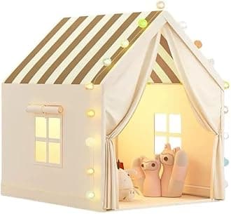 Large Kids Tent House Indoor Outdoor,Toddler Play Tent With Birthday Party Decoration,Play house for Baby Princess Castle Tent, Kids Indoor Room Toys for Girls Boys (Stripes)