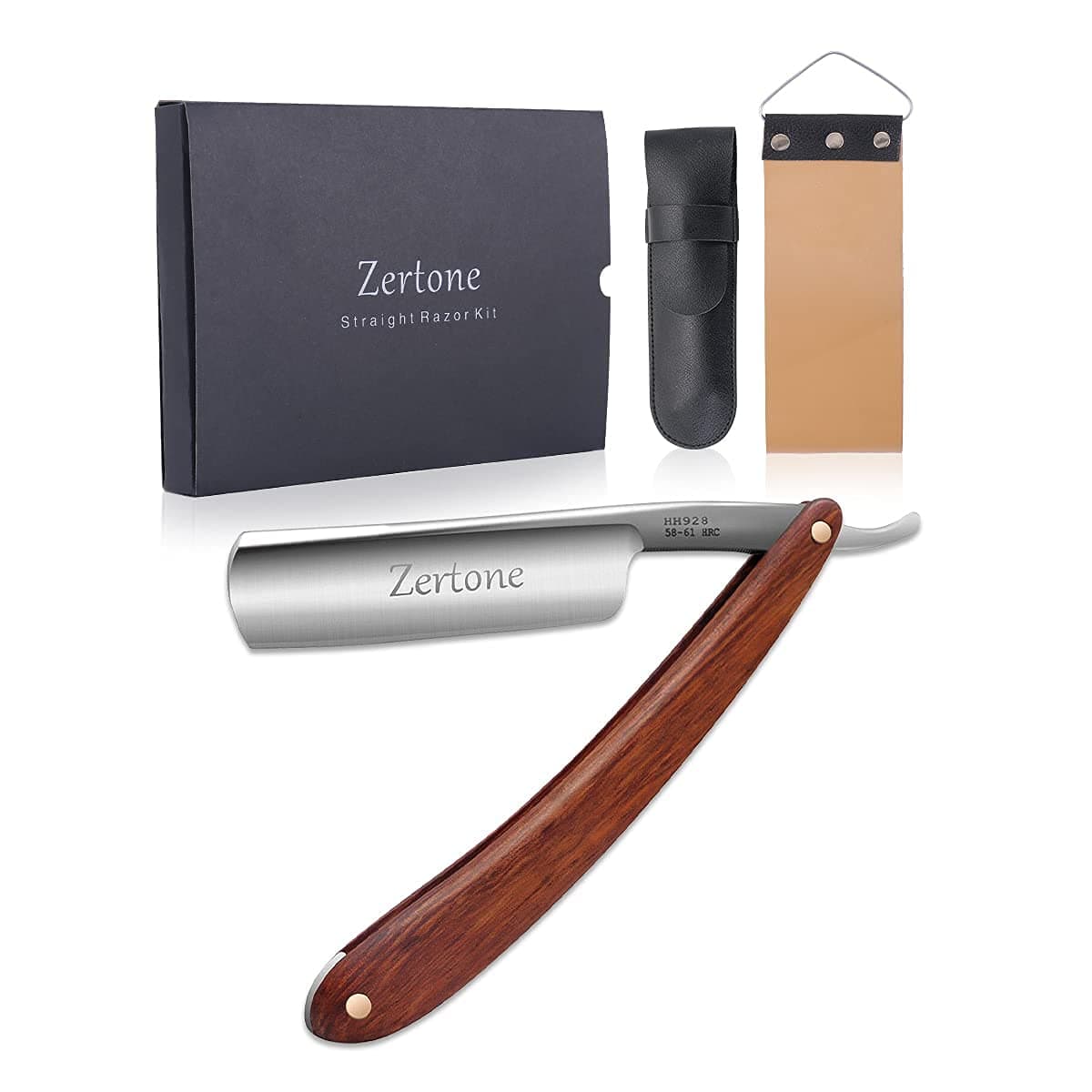 Zertone Straight Razor Natural Wood Scale Handmade ââ‚¬â€œ Sharp, Steel Cutthroat Straight Edge Blade, Vintage Wood Handle, Barber Approved