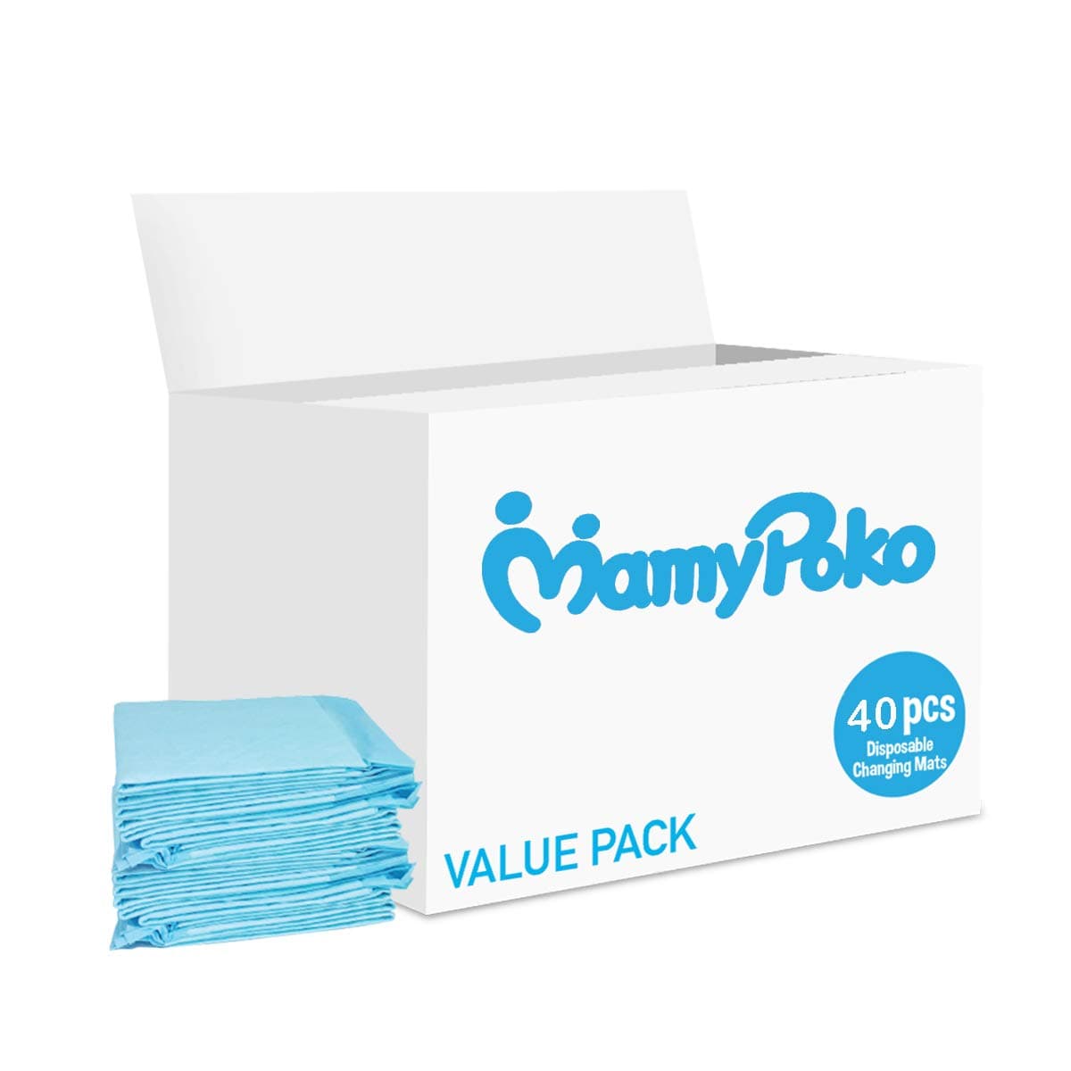 MamyPokoDisposable Changing Mats Value Pack 40 PCS, Nappy pad, Pet training Baby diaper mat, pad Blue