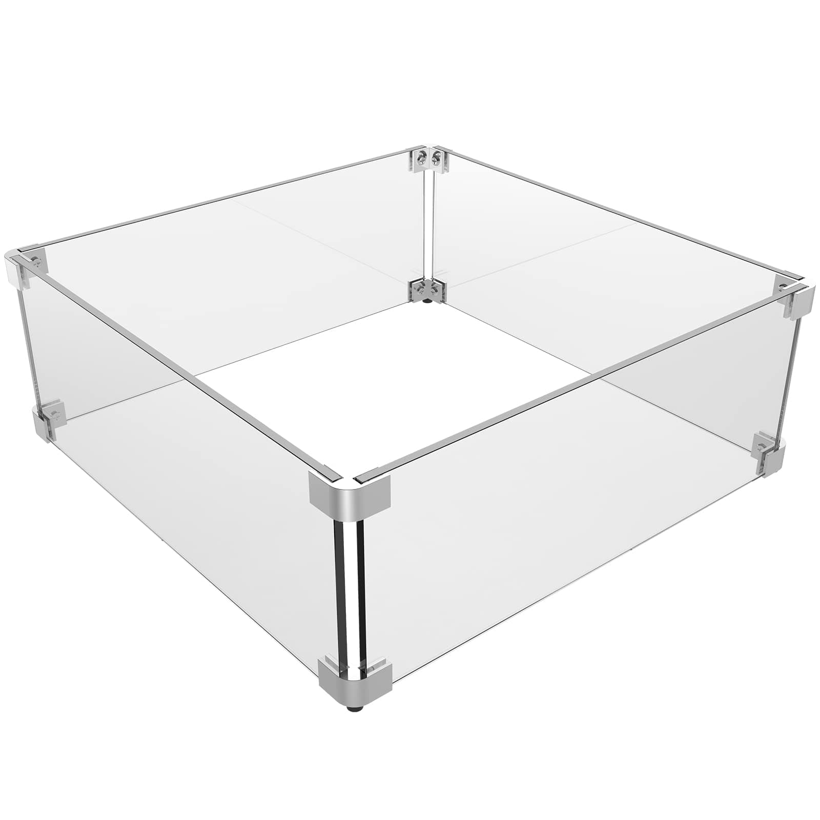 Grisun Fire Pit Glass Wind Guard - 18 x 18 x 6 inch for Fire Pit Burner Ring Kit 12 Inch, Thick 5/16 inch Heat-Resistant Tempered Glass for Ciays for Ciays and Yaheetech 28 inch Fire Pit Table