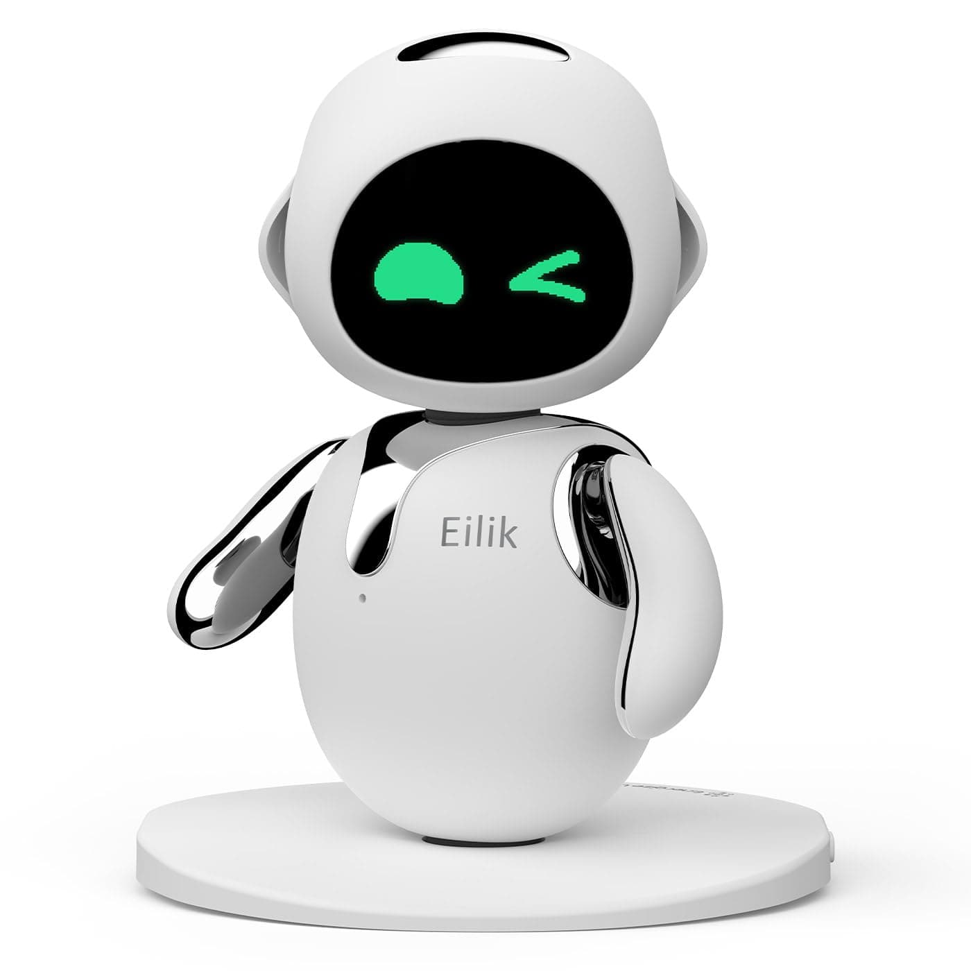 Eilik Silver - Touch Interactive Desk Companion Toys, Cute Robot Pets with Abundant Emotions. Funny Animations&Mini-Games, Birthday Gifts for Girls and Boys. Constantly Update(Chrome Silver Version)