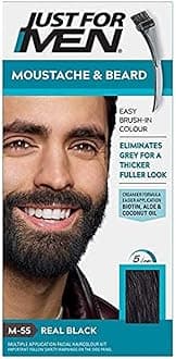 JUST FOR MEN Mustache & Beard Color Gel, Real Black M-55, 1 Each (4 Pack)
