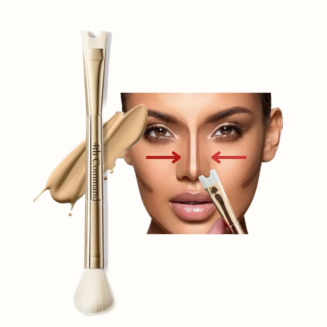 4th CommandNose Contour U-Shaped Makeup Brush for Sculpting and Defining the Nose 2-in-1 Precision Duo Contour Brush Perfect For Contouring the Nose Viral Soft Innovative Dual-End Gold Brush