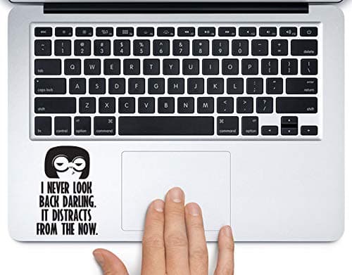 Edna Mode I Never Look Back Disney Printed Trackpad Clear Vinyl Decal Sticker Compatible with Apple MacBook Pro Air 11" 12" 13" 15" All Years Laptop Keyboard (New 13” MacBook Pro)