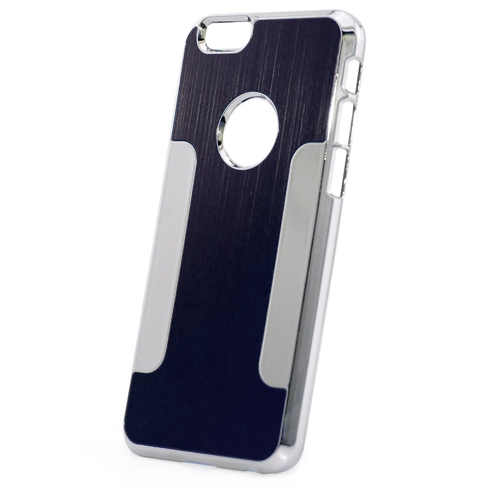 Premium Chrome Aluminum Hard Case for Apple iPhone 6 (4.7 inch), Black & Silver + Cellular Connection Microfiber Cloth [Cellular Connection]