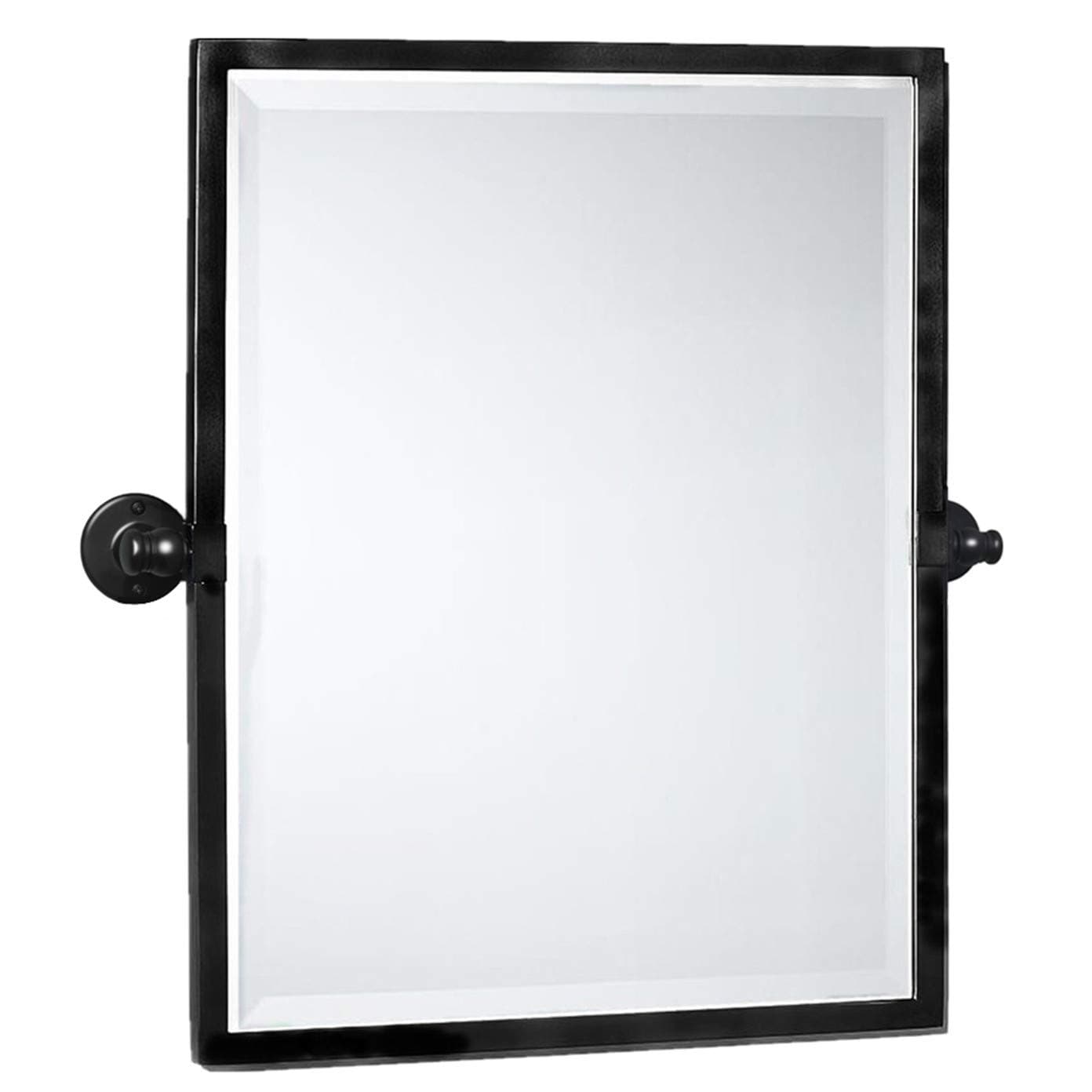 Black Metal Framed Pivot Rectangle Bathroom Mirror Tilting Beveled Vanity Mirrors for Wall, Overall 23.9 x 24 inches (Mirrror 20 x 24 inches)