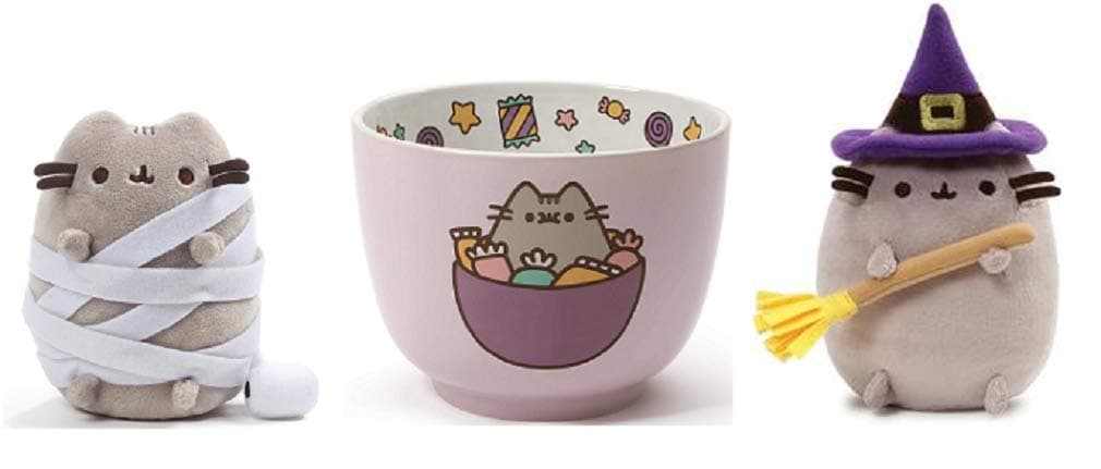 Halloween Spooky bundle with Large Candy Bowl, Mummy and Witch Pusheen Plushies