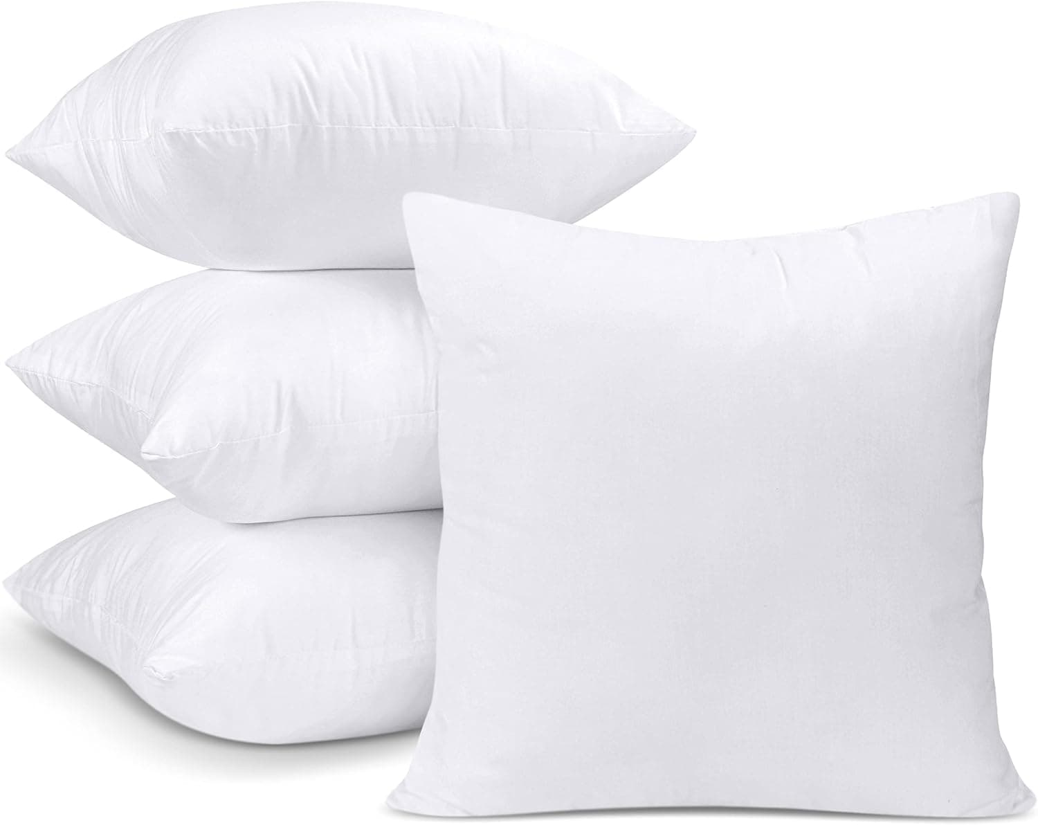 Cushion Inner Pads (Pack of 4) Pillow Inserts 20" x 20" (50 x 50 cm) Cotton Blend Cover Hollowfibre Square Cushion Stuffer (Set of 4, White)