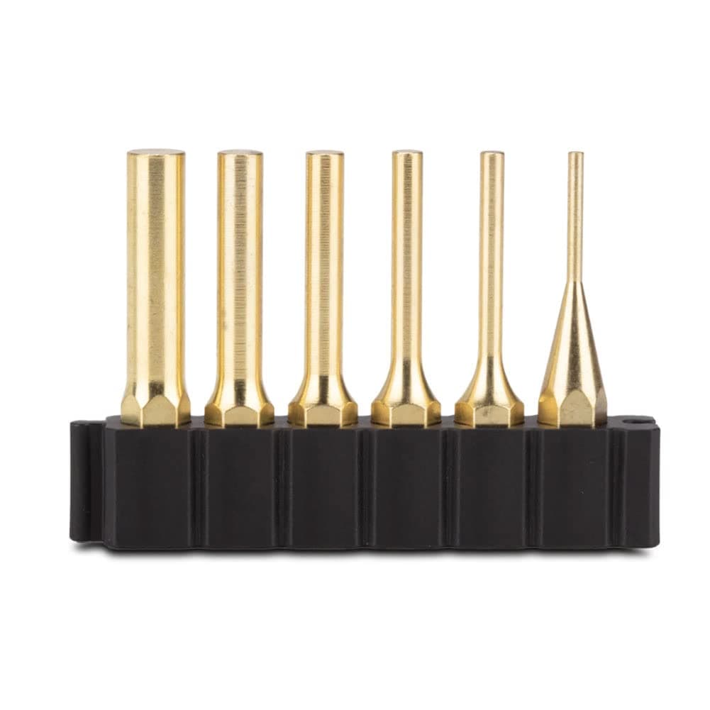Brass Pin Punch Set - 6 Sizes of Pin Punches with Steel Insert