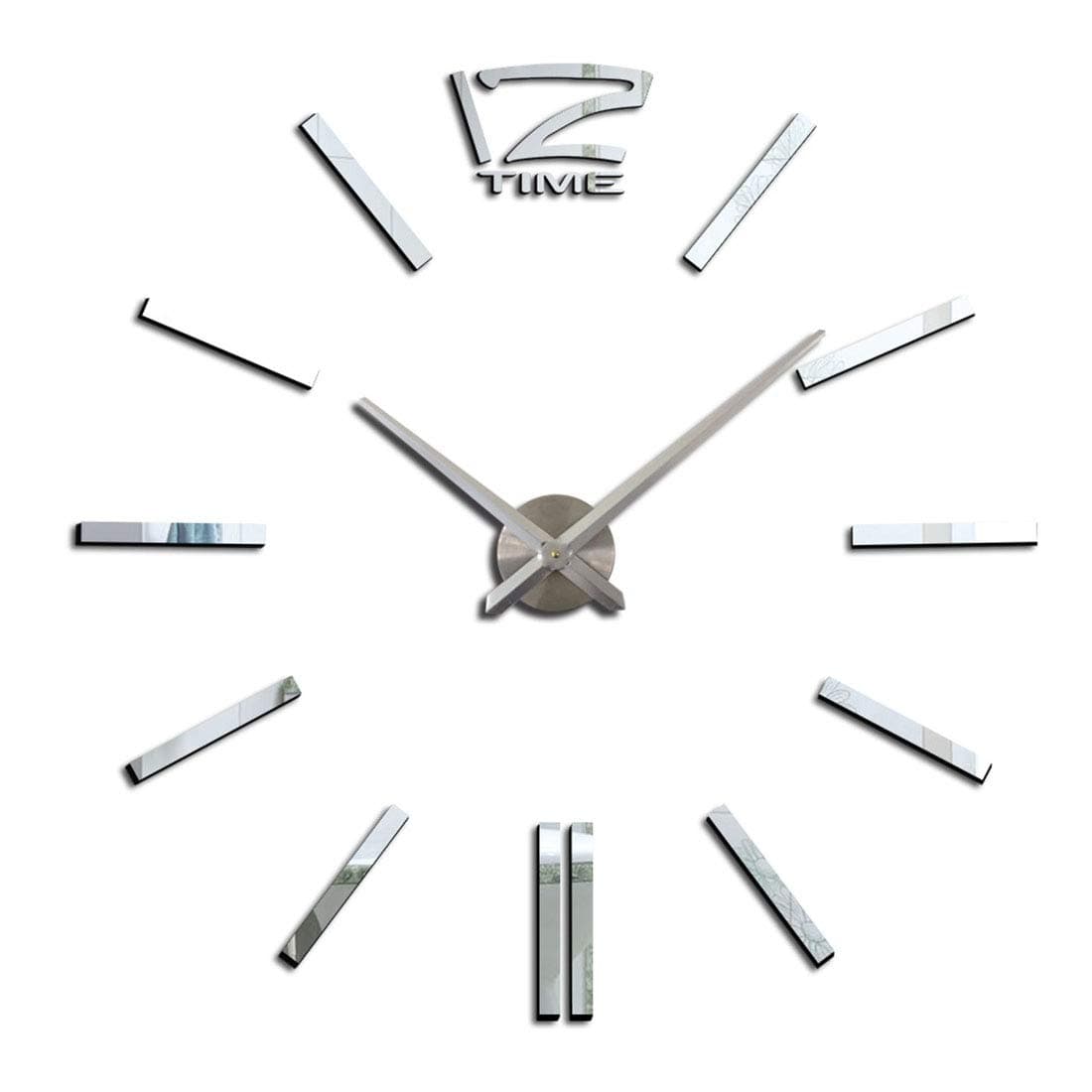 Zhangqian 3D Wall Clock, Mute Decorative Wall Clock,Frameless DIY Wall Clock, Silent Wall Clock for Home Office Decorations,Silver