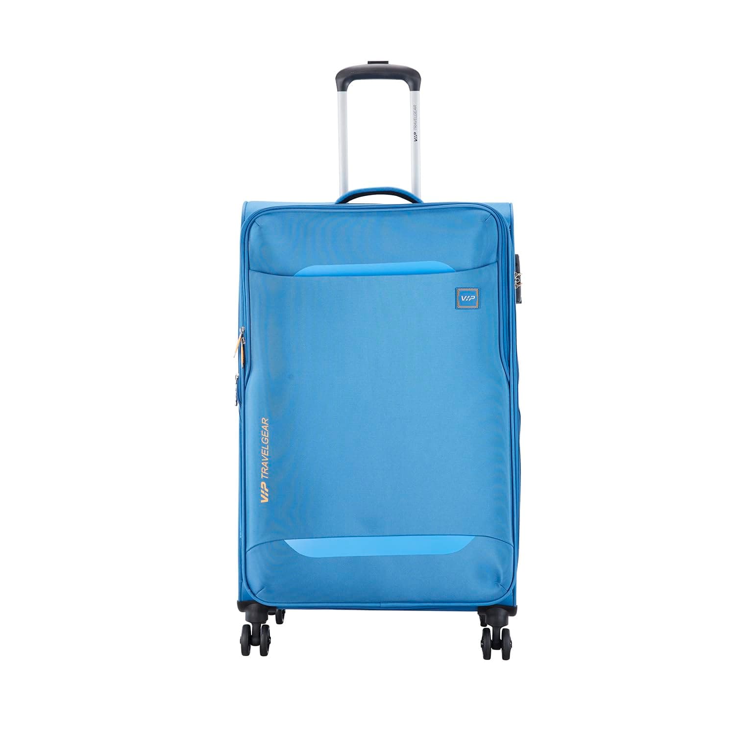 VIPEterno 8W Str 79 Cm | Check-in Polyester Soft Sided 8 Wheels Spinner Trolleys (Blue, Large)