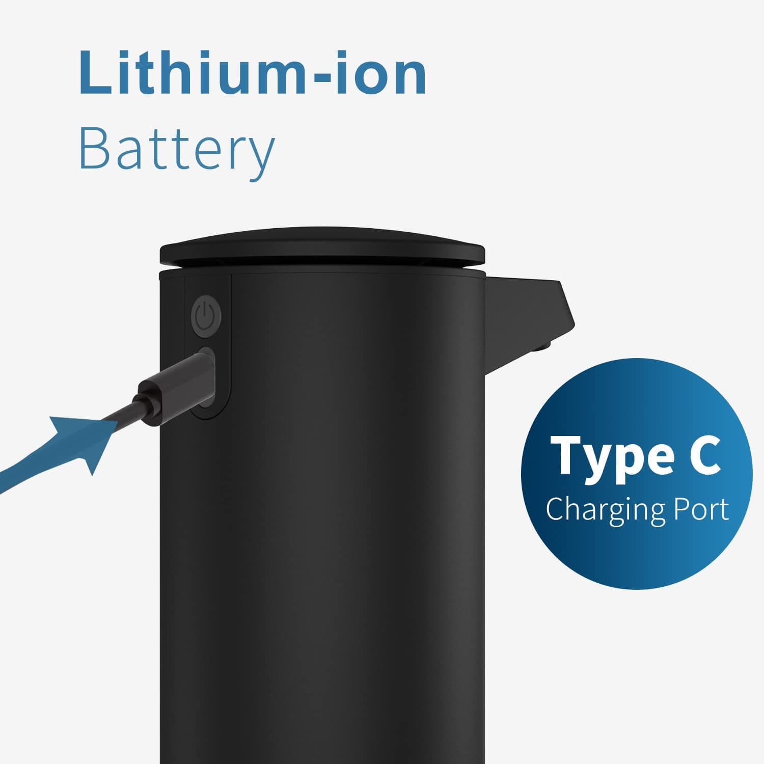 AIKE AK1333 280ml Automatic Soap Dispenser USB-C Rechargeable, Stainless Steel Soap Dispenser, Touchless Hand Soap Dispenser Liquid for Bathroom and Kitchen