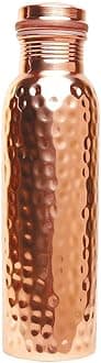100% Pure Copper Ayurvedic Water Bottle - Leak-Proof, 32 Oz (Hammered)