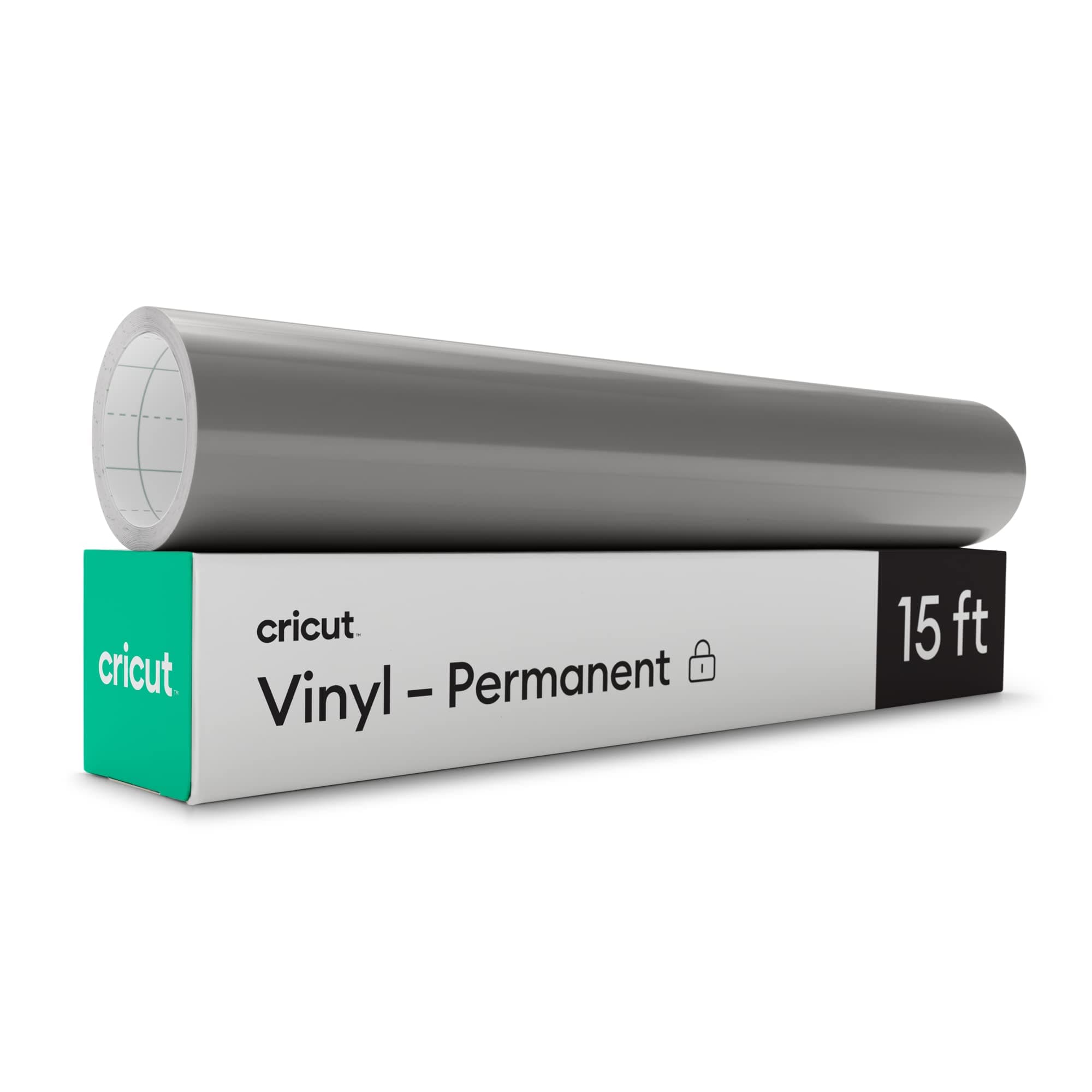 Cricut Premium Permanent Vinyl Roll (12 in x 15 ft), Silver - Weather-Resistant, Dishwasher-Safe & Fade-Proof, Compatible with Cricut Cutting Machines