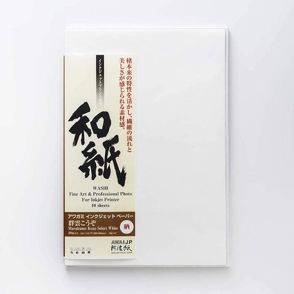 Awagami Murakumo Kozo Select White, 42gsm, A3+, 10 Sheets