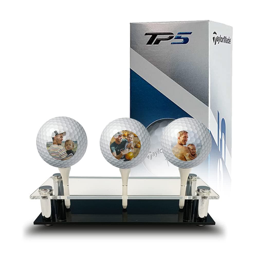 Taylormade TP5 Custom Golf Balls w/Display Stand | 3 Pack | Personalized with Your Pictures and Photos | Great Gift for Dad or Grandpa (3-Pack Custom Golf Balls - Taylormade TP5 + Display)