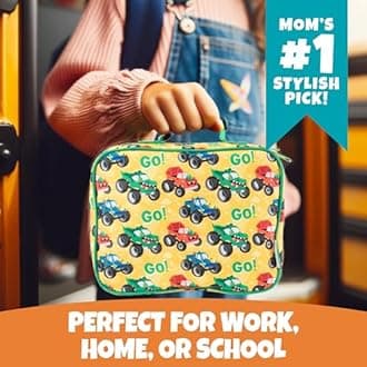 Bentology Insulated Lunch Bag for Kids & Adults- Reusable Thermal Sleeve w Clip on Handle- Easy to Clean Water-Resistant Lunchbox Tote- Mini Cooler Bag for Work School, Picnic, Daycare- Back to School